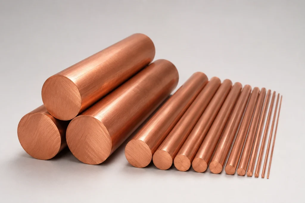 Copper round bar materials for CNC turned parts
