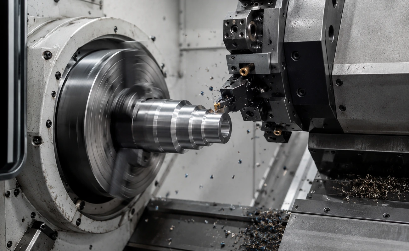 CNC turning process for precision round metal parts