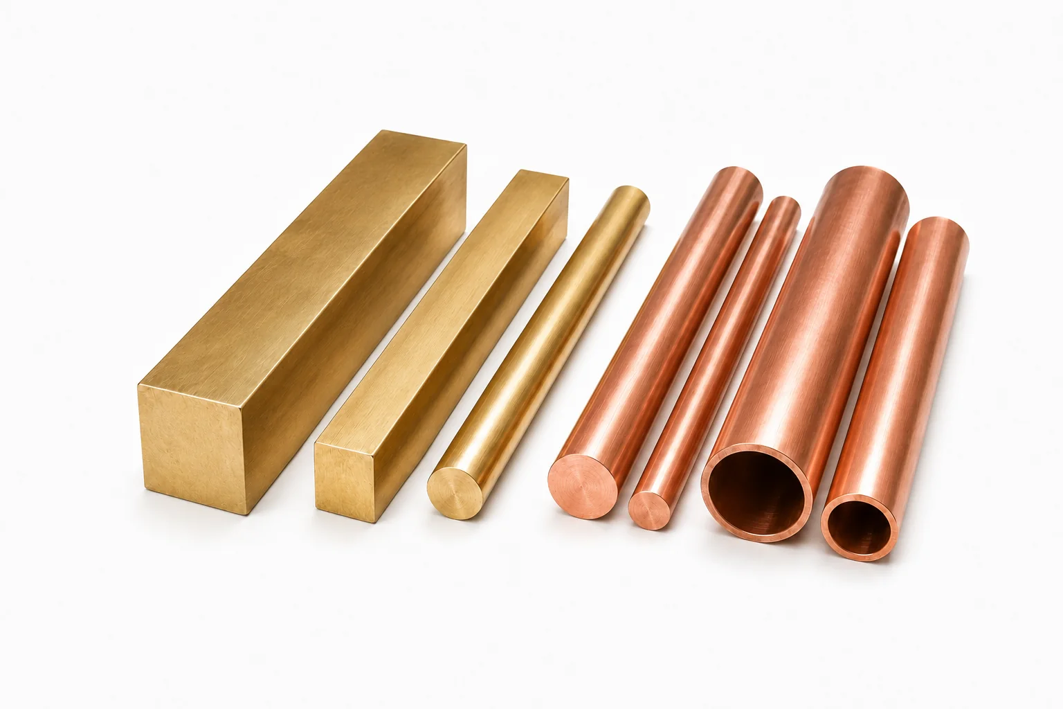 Brass and copper bars and tubes for CNC machining